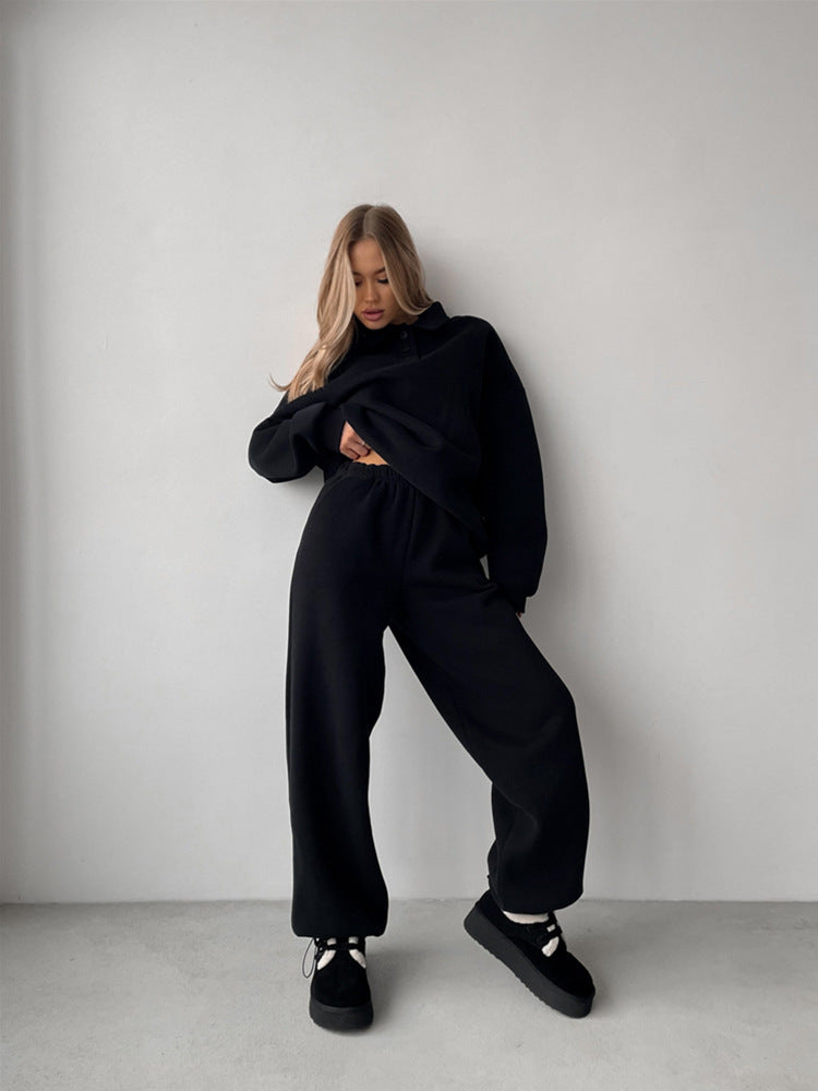 Damen Sweat-Outfit Hochkragen Weite Hose Norvielle