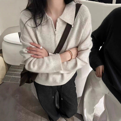Damen Pullover Norvielle mit Reißverschluss und elegantem Kragen
