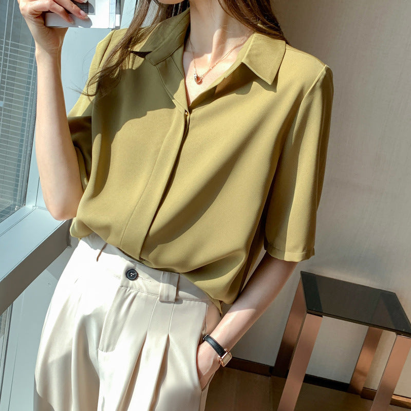 Damen Bluse Moderner Kragen Kurzärmel Norvielle
