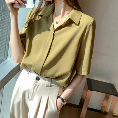 Damen Bluse Moderner Kragen Kurzärmel Norvielle