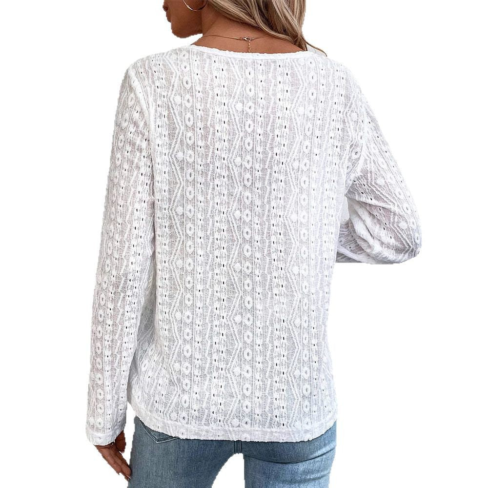 Damen Langarmshirt Nostalgisches Knopfdetail Norvielle