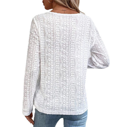 Damen Langarmshirt Nostalgisches Knopfdetail Norvielle