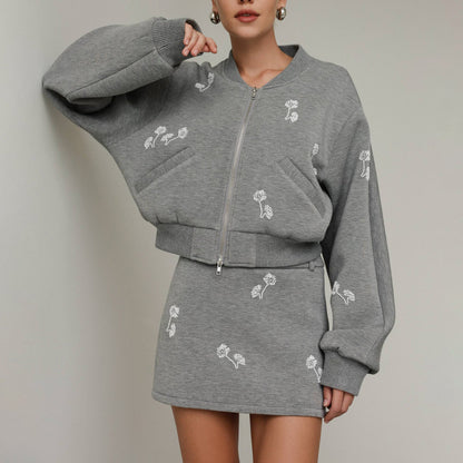 Damen Sportset Blumenstickerei Norvielle