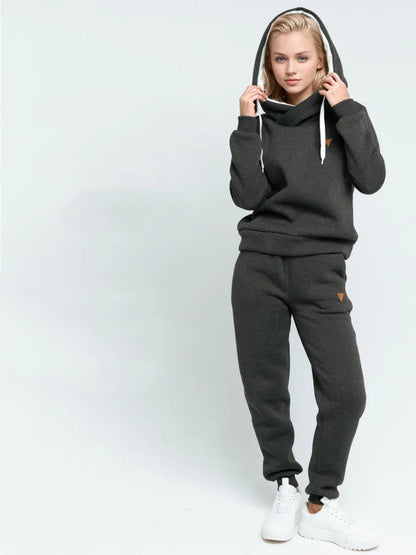 Damen Hoodie Jogginghosen Set Hochkragen Norvielle