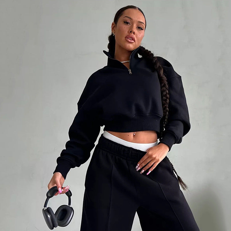 Damen Sportliches Sweatshirt mit hohem Kragen und bequemen