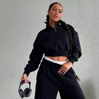 Damen Sportliches Sweatshirt mit hohem Kragen und bequemen
