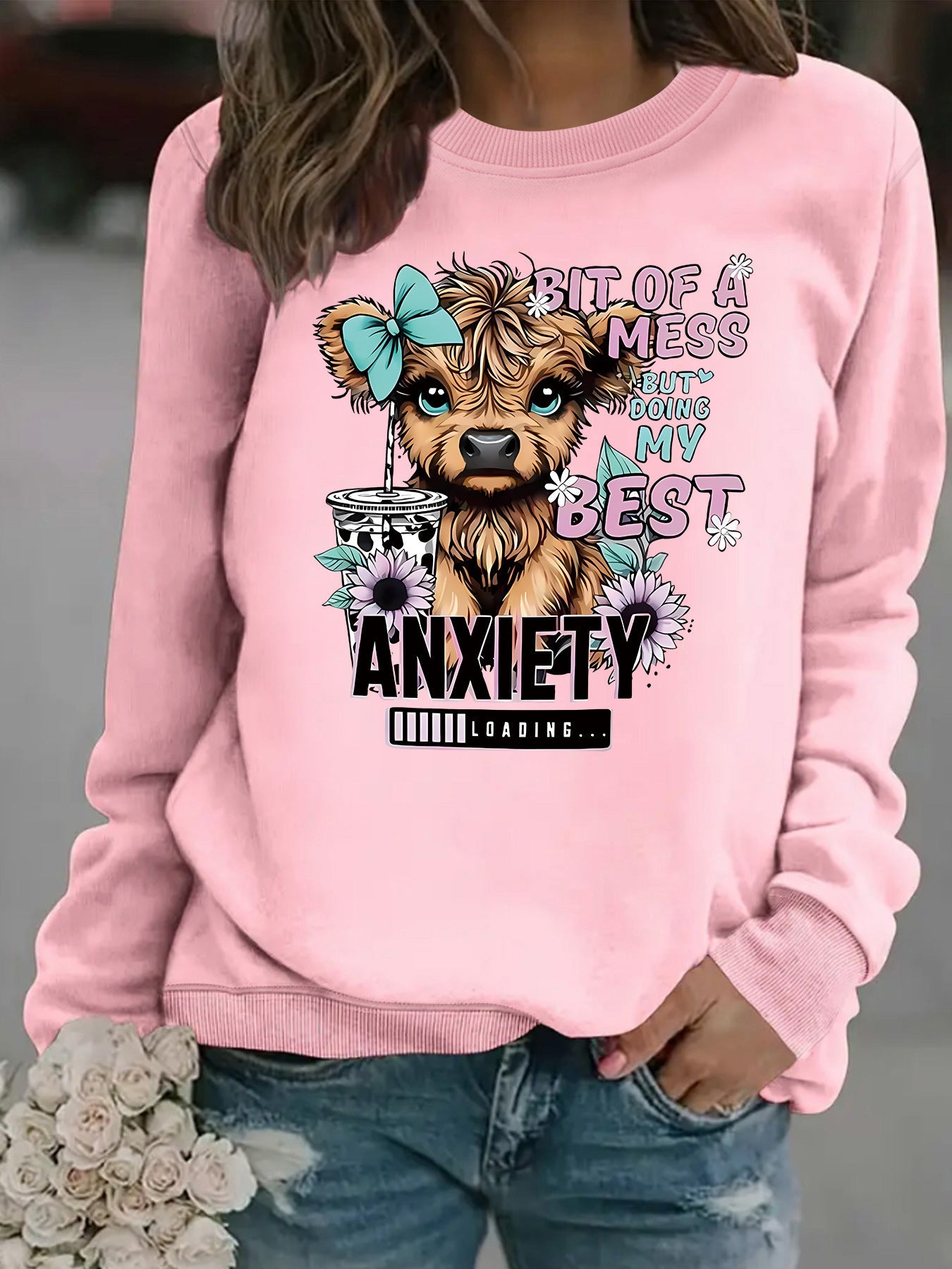 Damen Sweatshirt Hundedesign Motiv Weich