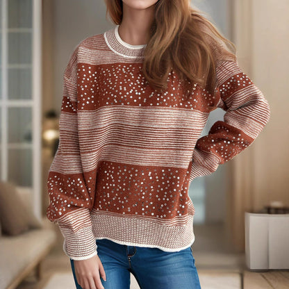 Damen Sweatshirt Glitzernde Pailletten-Applikationen Norvielle