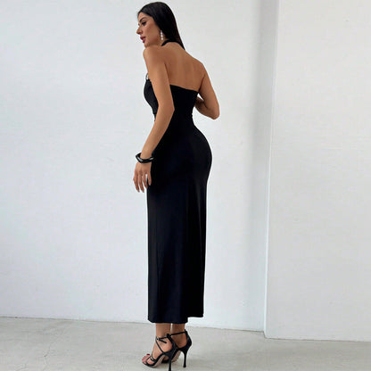 Damen Maxikleid Figurbetonend Kreuz-Ausschnitt Norvielle