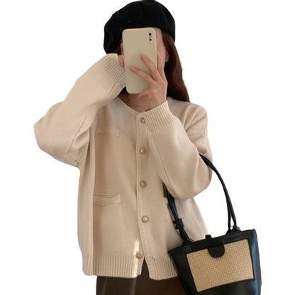 Damen Strickjacke Knopfdetails Großzügige Taschen Norvielle