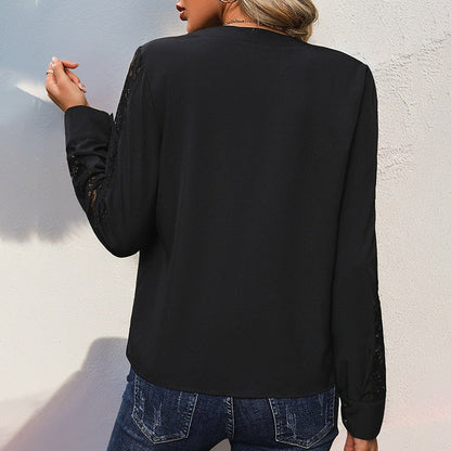 Damen Bluse Spitzeneinsätze Norvielle