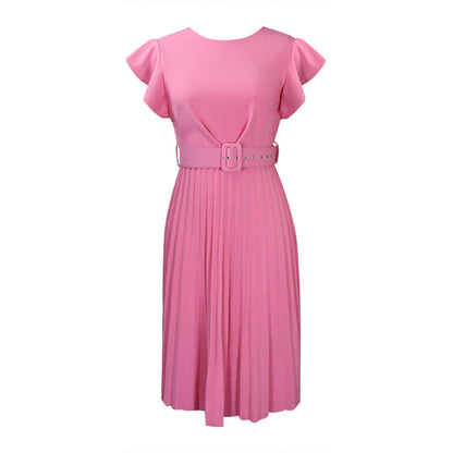 Damen Plissee-Kleid mit Faltenrock und Gürtel