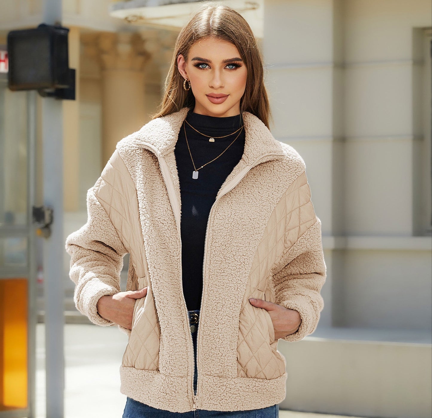 Damen Fleecejacke Steppdetails Praktische Taschen Norvielle