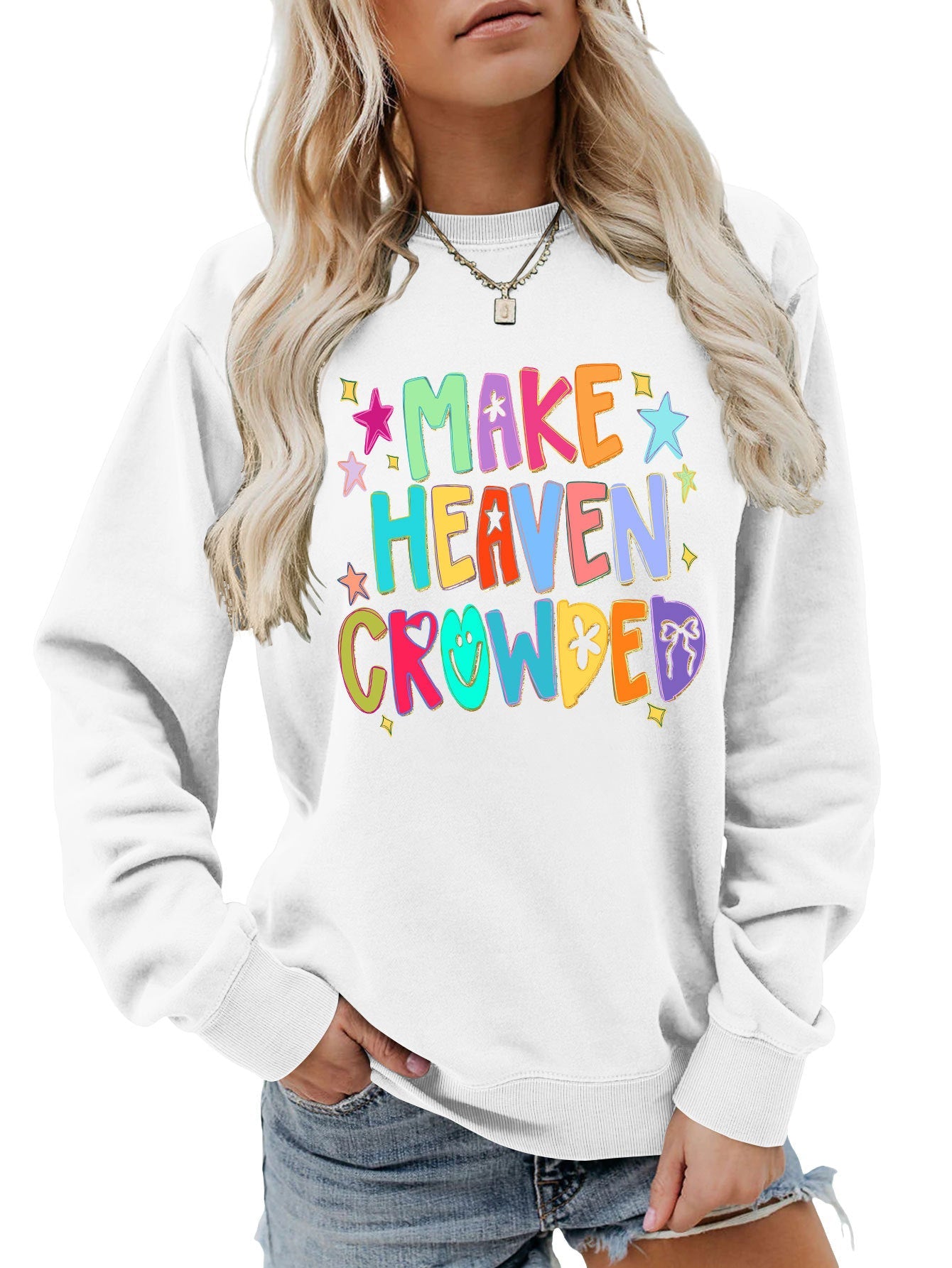 Damen Sweatshirt Bunt Motiv Verspielt Norvielle