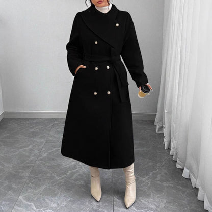 Damen Wollmantel Eleganter Doppelknopf