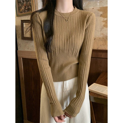 Damen Rippstrickpullover Verlängerte Ärmel Fein Norvielle