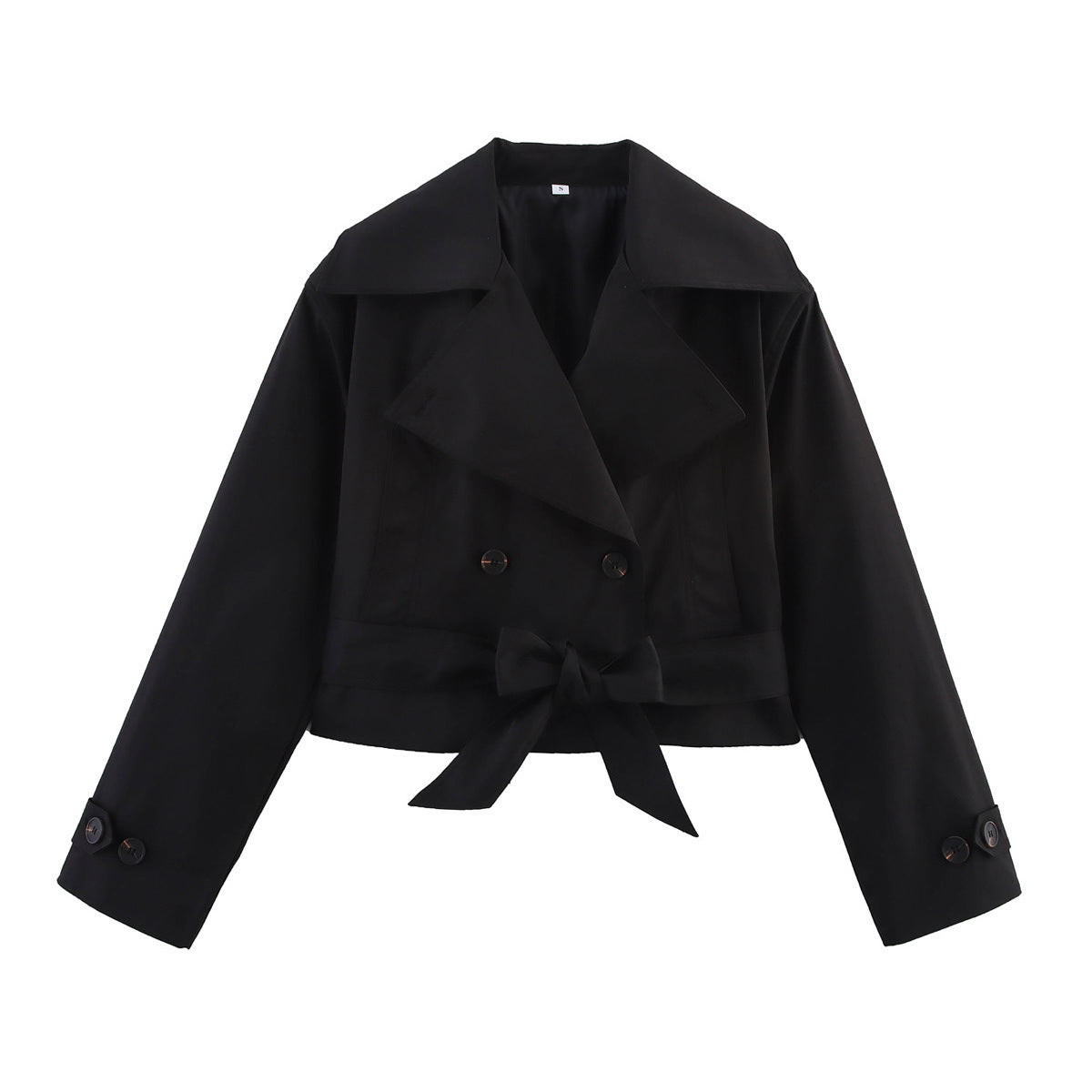 Damen Kurzjacke Breiter Kragen Bindegürtel Norvielle