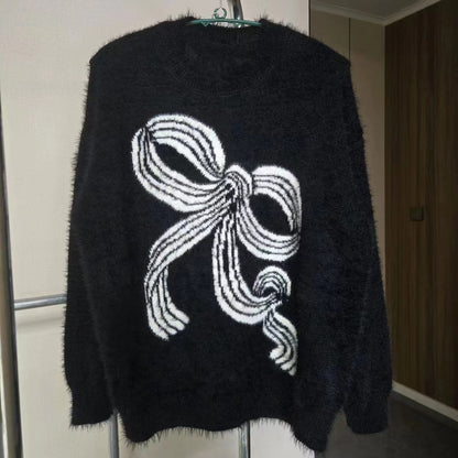 Damen Pullover Kuschelig Dekoratives Schleifenmuster Norvielle