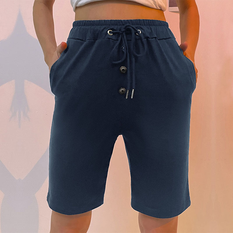 Damen Bermudashorts Elastischer Bund Seitentaschen Beige