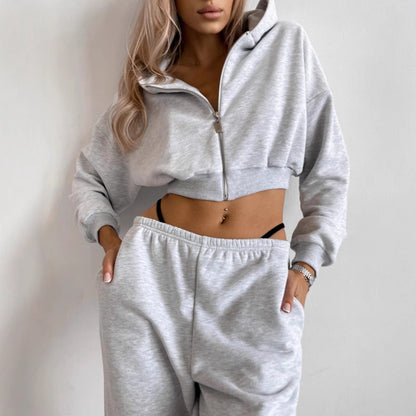 Damen Cropped Hoodie Elastisch Weit Bequem