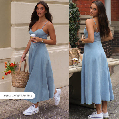 Damen Midikleid Schmale Träger Taillierte Silhouette Norvielle - Norvielle