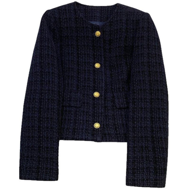 Damen Bouclé-Jacke Strukturiert Goldknöpfe Norvielle
