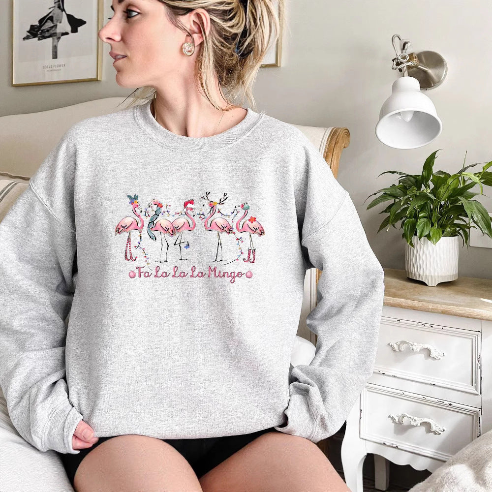 Damen Sweatshirt Flamingo-Motiv Lässiger Schnitt Norvielle
