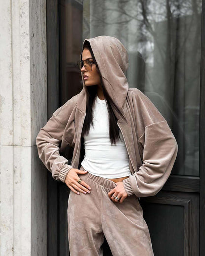 Damen Fleece-Jogginganzug Hocher Kragen Norvielle