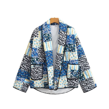 Damen Steppjacke Patchwork Floral Norvielle