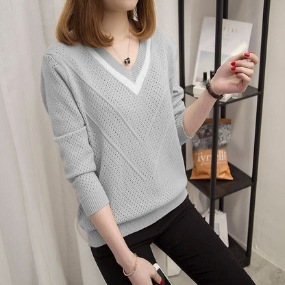 Damen Pullover V-Ausschnitt Strukturiertes Muster Norvielle