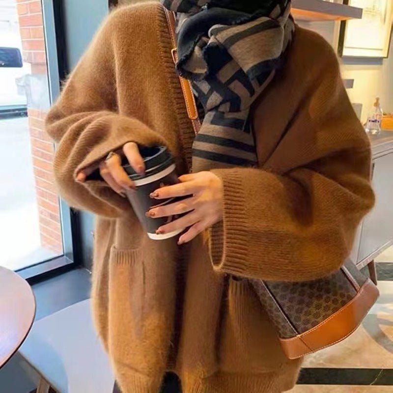 Damen Strickjacke Offene Fronten Praktische Taschen Norvielle