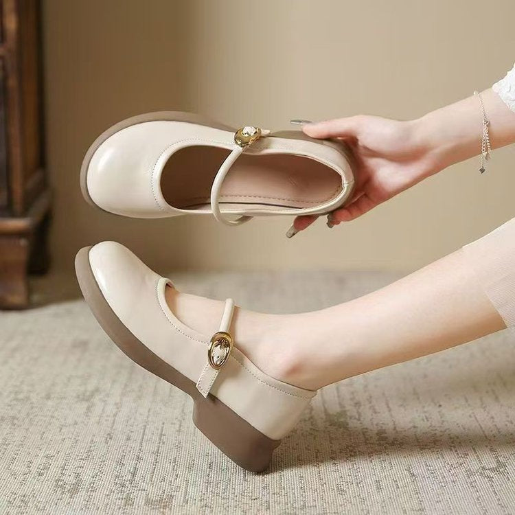 Damen Ballerinas Mary Jane Elegantem Riemen Bequem