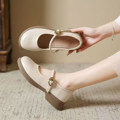 Damen Ballerinas Mary Jane Elegantem Riemen Bequem