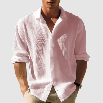 Herren Baumwollhemd Luftig Weiß Norvielle