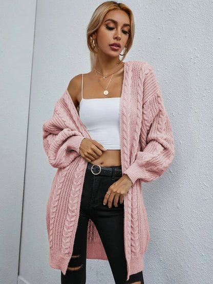 Damen Grobstrick-Cardigan Lässig Zopfmuster Norvielle
