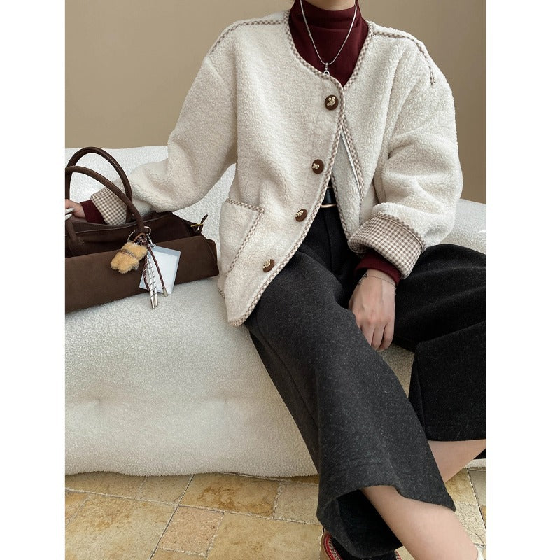 Damen Strickjacke Dekorative Knöpfe Taschen Norvielle