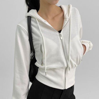 Damen Sportjacke Zip Kapuzenjacke Figurbetont Schwarz Norvielle - Norvielle