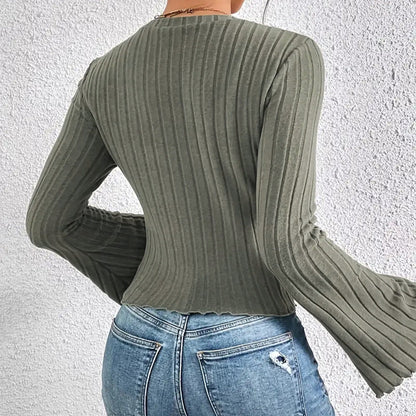 Damen Elegantes Oberteil Langärmlig Rüschendetails Norvielle
