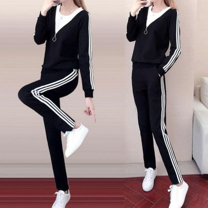 Damen Sportliches Lounge-Set mit Reißverschluss und Streifen Norvielle