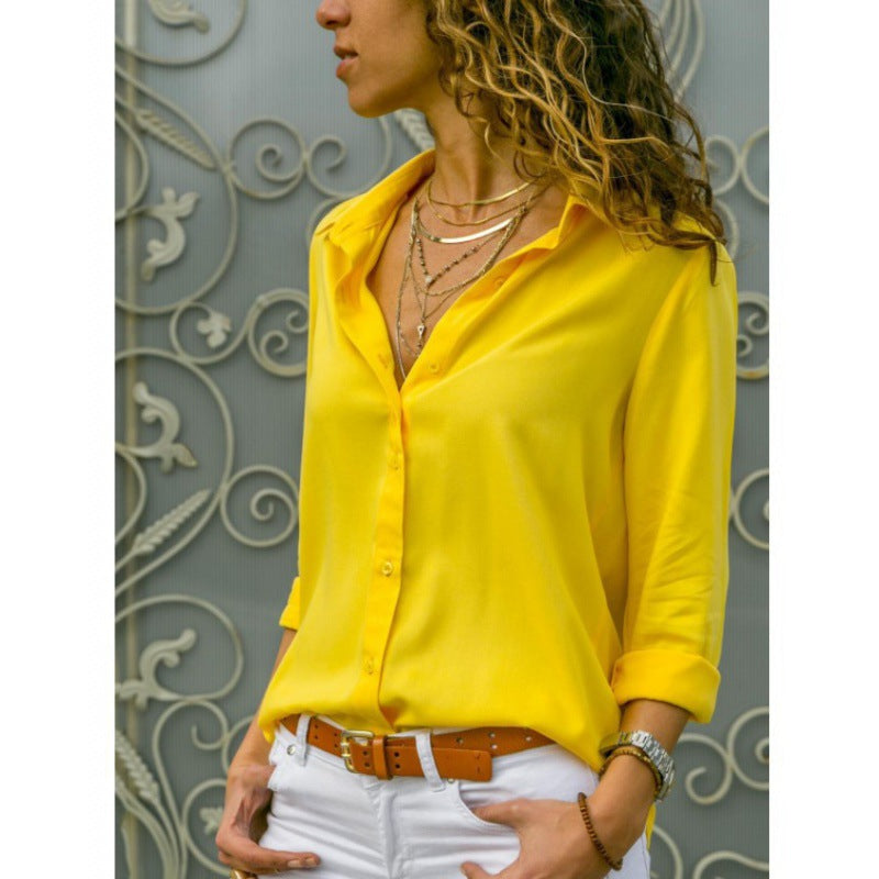 Damen Bluse Lockere Moderner Schnitt Knopfdetails