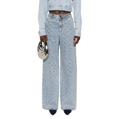 Damen Weite Jeans Glitzernde Applikationen