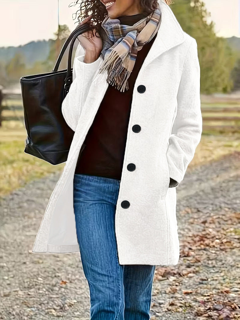 Damen Wollmantel Modern Kragen Praktische Taschen