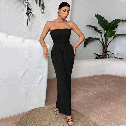Damen Jumpsuit Schulterfrei Elastisch Norvielle