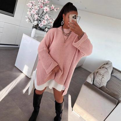 Damen Strickpullover Oversized Lässiger Schnitt Weite Ärmel Norvielle
