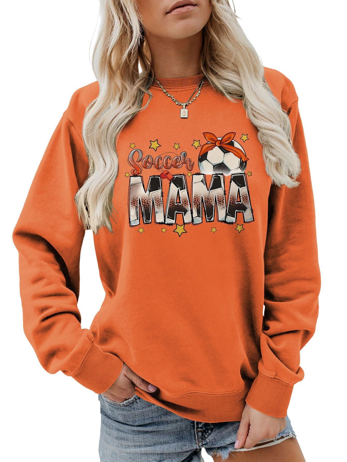 Damen Sweatshirt Soccer Mama Aufdruck Bequem Norvielle