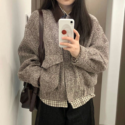 Damen Wolljacke Karomuster