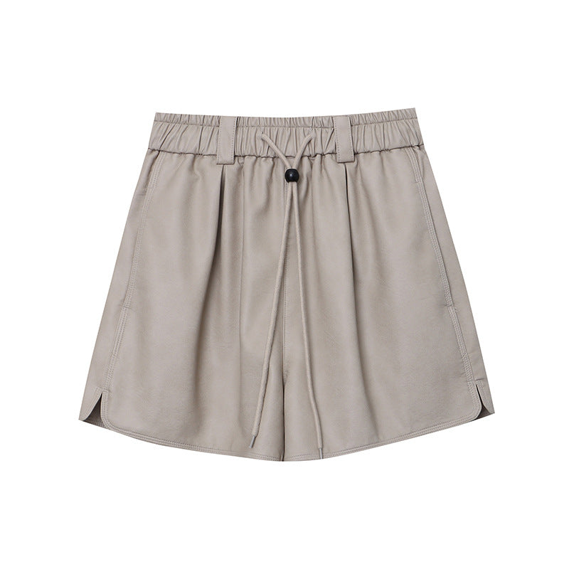 Damen Shorts Vegan Wildleder Elastischer Bund