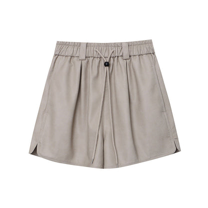 Damen Shorts Vegan Wildleder Elastischer Bund