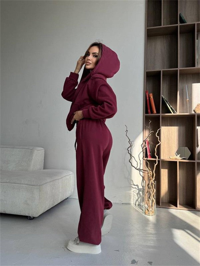 Damen Kapuzenoverall Elastischer Bund
