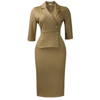 Damen Blazer-Kleid Tailliert Elegante Knopfleiste
